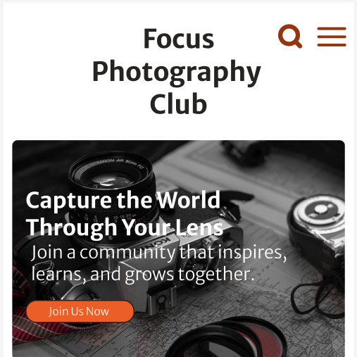 Focus Photography Club landing section